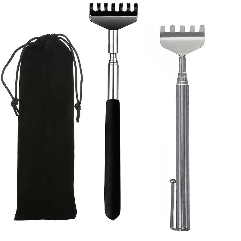 Image of 3/5/piece Set Extendable Metal Portable Back Scratcher For Men And Women, Telescopic Back Massager With Rubber Handle, Sock Aid Gadget