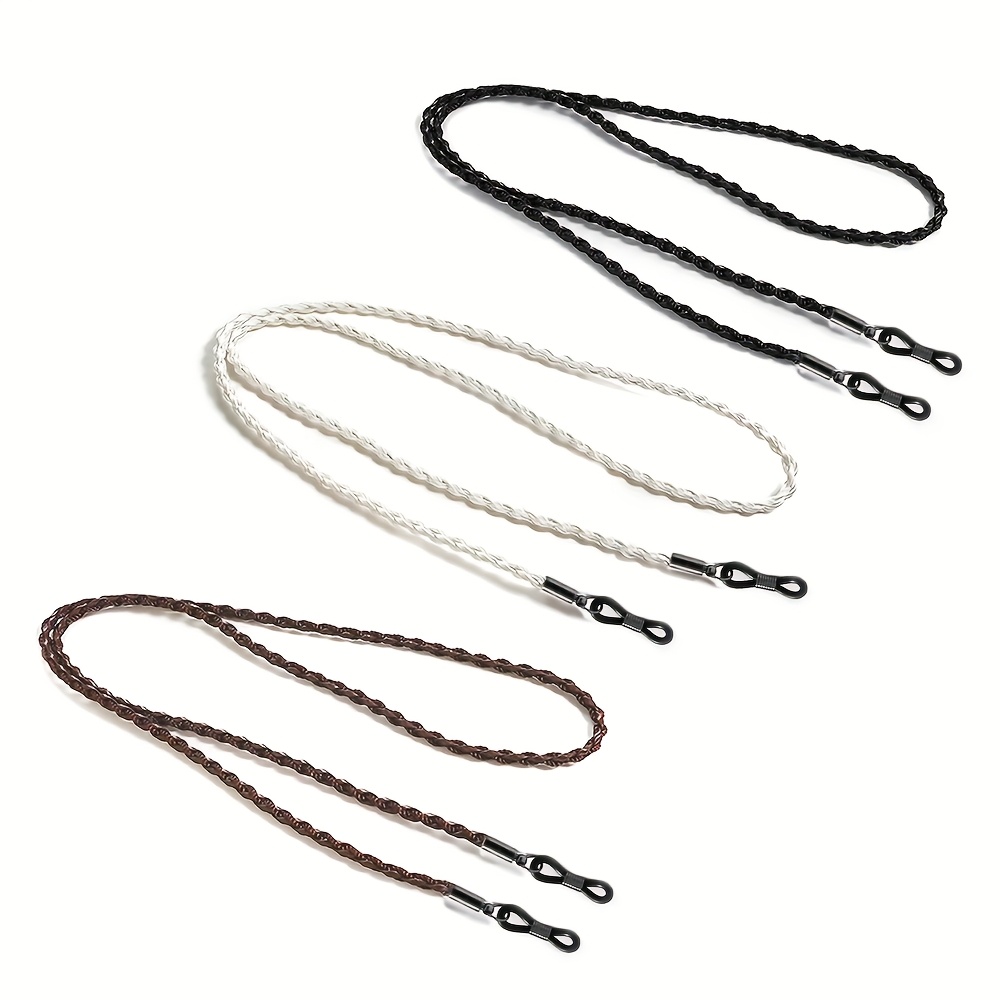 Image of 3pcs Pu Braided Cord Eyeglass Retainer, Simple Anti-slip Eyeglass Cord, Unisex Eyewear Accessory