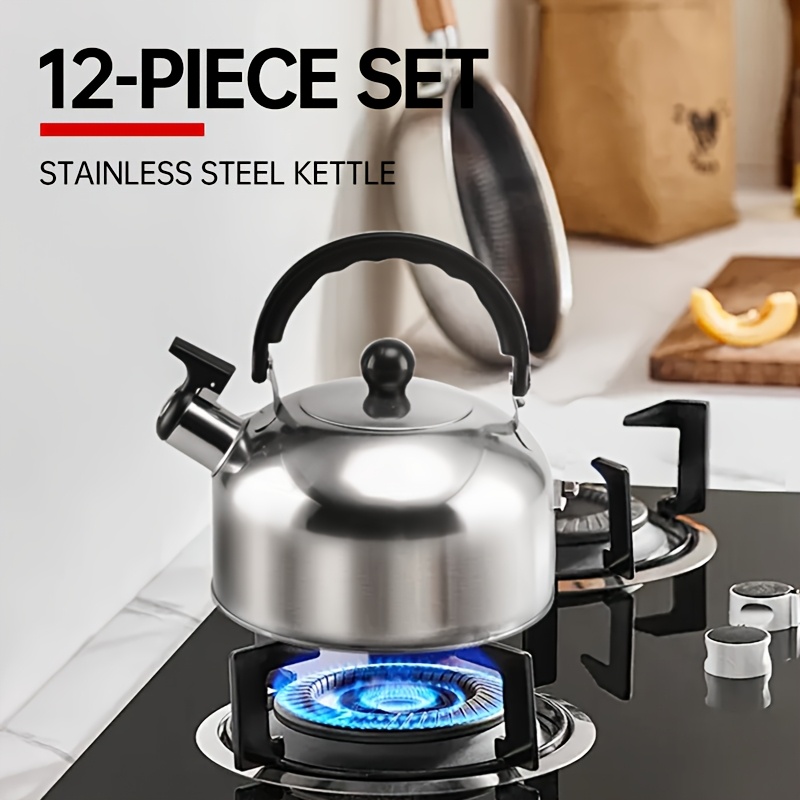   набор посуды из нержавеющей стали Asia, 12 предметов, с суповыми кастрюлями, молочными кастрюлями и чайником, отделка натуральным деревесным рисунком, трансграничные подлинные детали 3