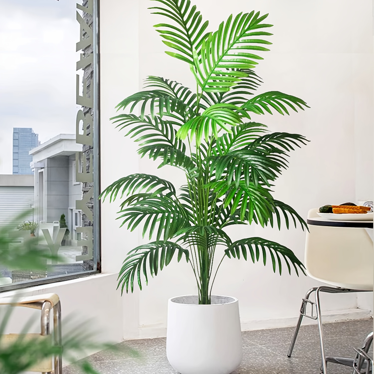 Artificial Palm Tree 6ft Tall Fake Palm Tree Indoor Decor With 18 Leaves And Real Bark Design Faux Tropical Areca Palm Silk Floor Plant In Pot For