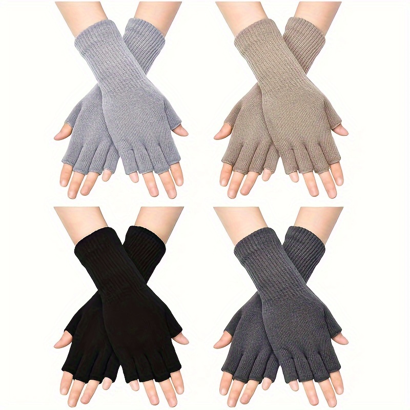 

4pcs Women's Fingerless Gloves Long Wrist - , Touchscreen Compatible For &