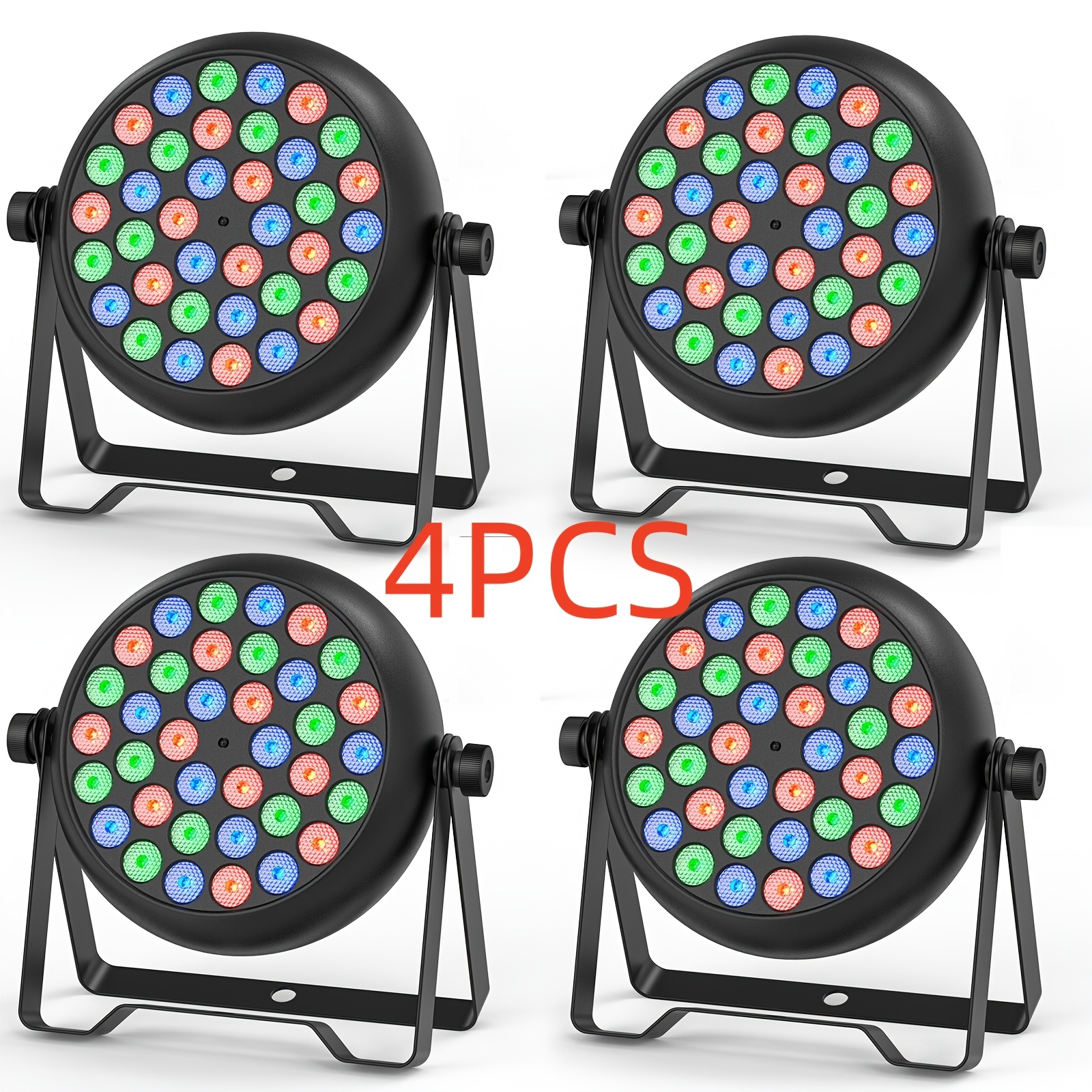 Image of 4pcs 36 Led Rgb Par Light, 72 W Stage Light Dmx512 With 5 Control , Led Stage Lighting Voice Control For Christmas Halloween Disco Show Concerts Party