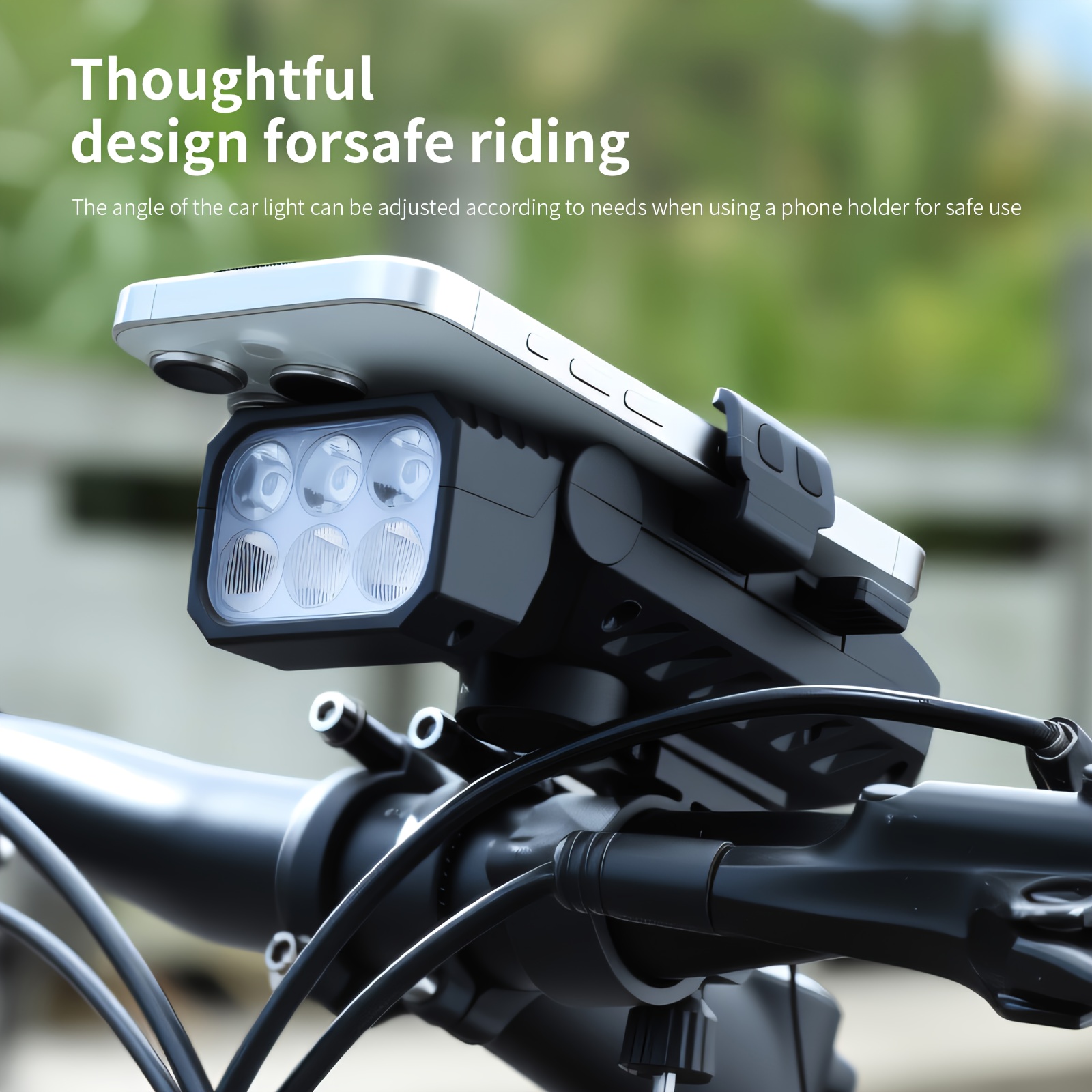 TOSUOD Mountain Bike Voorlichten met Hoorn, Draagbare Telefoonhouder, Oplaadbare Fietslicht, Fietsuitrusting, Fietslicht, Fietsaccessoire, Fietsaccessoire, Fietslicht Voor, Licht Voor Fiets, Fietsverlichting, Fietskoplamp, Fietsverlichting, Fietslamp, Voor Fietslamp, Fietsaccessoire Voor Fiets, Voor Fietslicht, Mountain Bike Accessoire, Voor Fietslicht, Krachtige Fietsverlichting