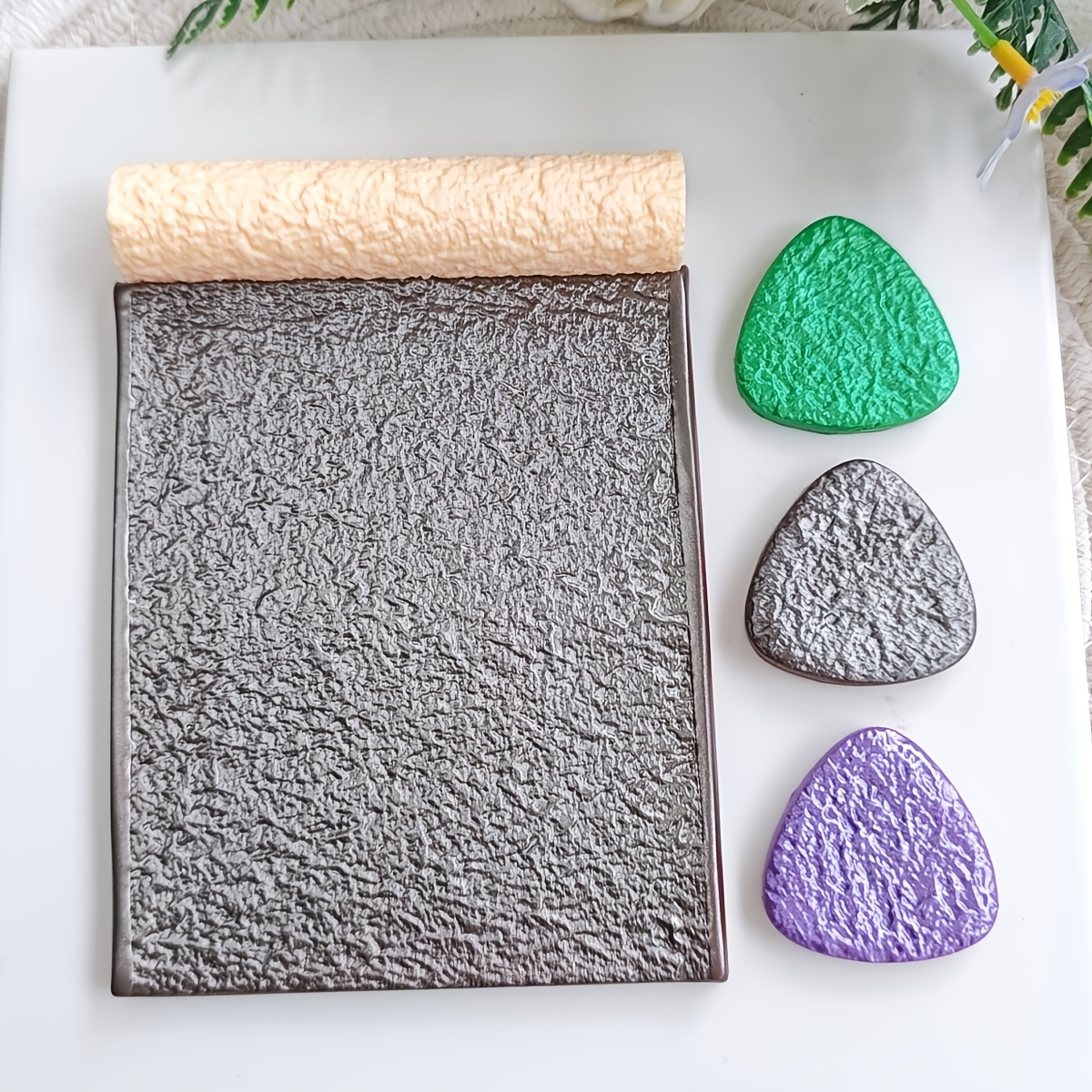 TEMU 1pc Irregular Rough Grain Texture Roller, Natural Stone Pattern Embossing Rolling Tool For Polymer Clay Leather, Pottery Craft Supplies To Make