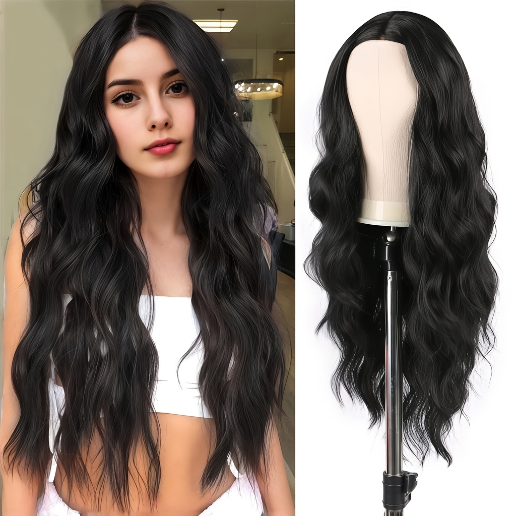 

26-inch Long Wig – Synthetic Heat-resistant Fiber, Middle Part, Natural-looking , And Parties With Easy Styling