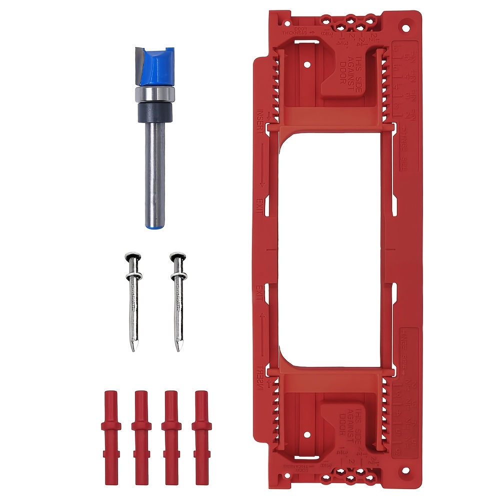 TEMU Outil de localisation de charnière de porte en bois, gabarit d' de charnière, outil d'installation de menuiserie, ensemble complet avec fraise à