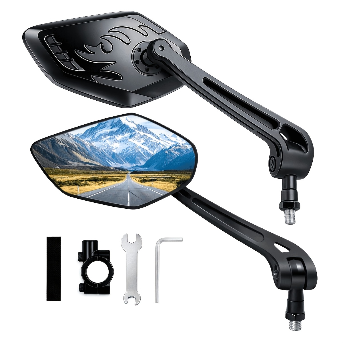 TEMU 2 Pack Bike Mirrors, Ebike Mirrors For Handlebar, 360° Adjustable Safety Bicycle Rearview Mirrors, Scratch Resistant Glass Lens, Bicycle