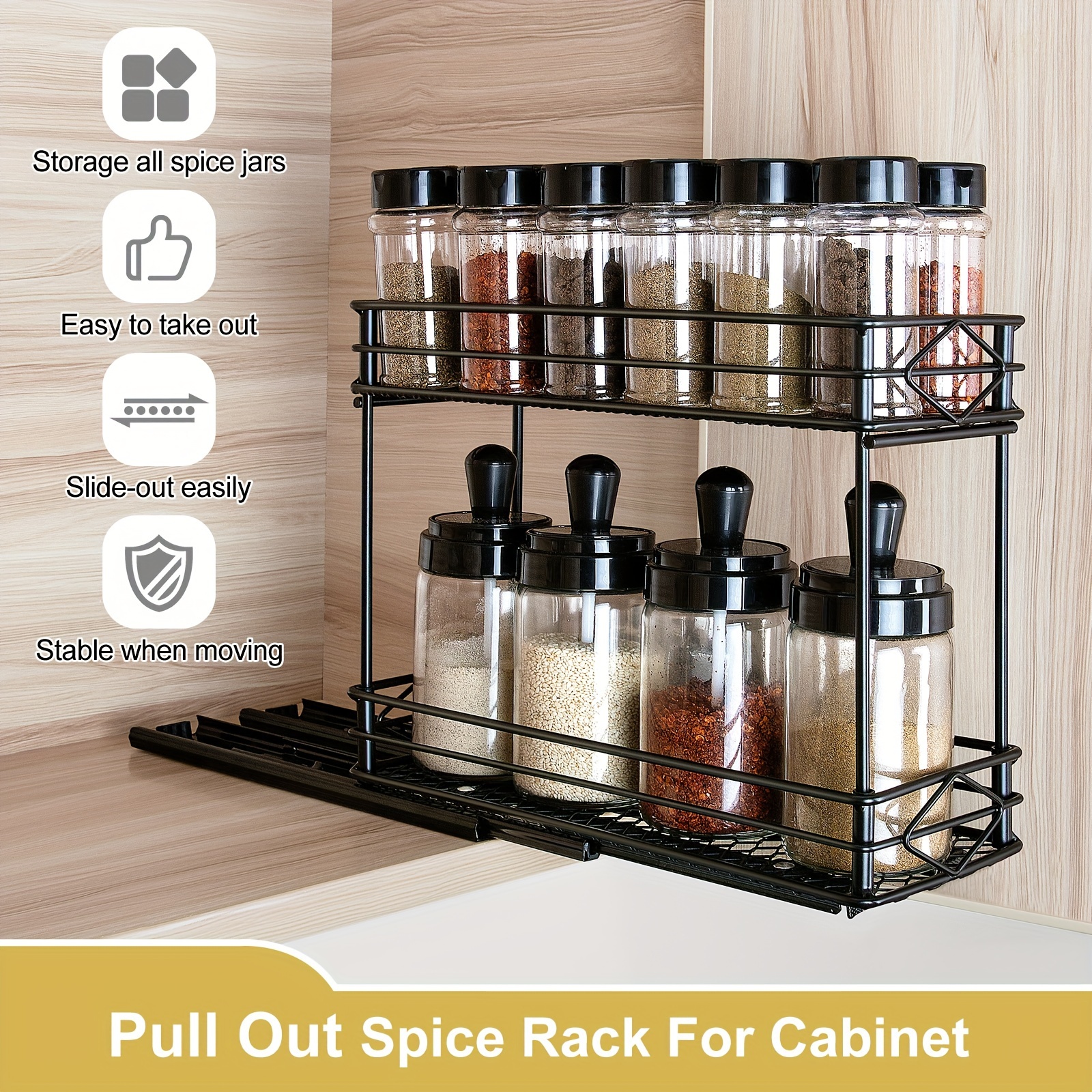 

2- -out Organizer - Metal For Cabinets & Pantry, Includes