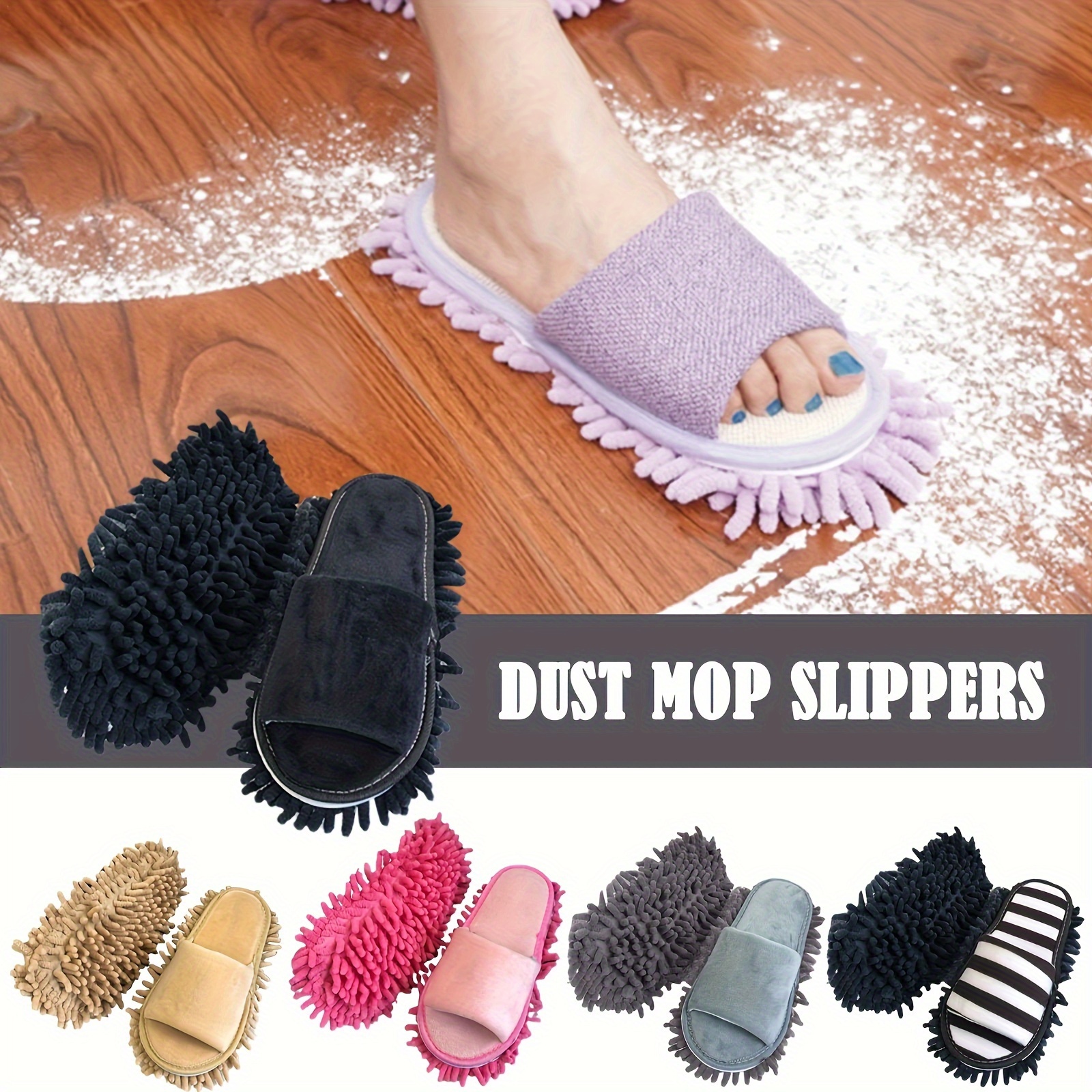 

1pair, Detachable Mop Slippers, Super Soft And Silent Wipe Slippers (one Size), Reusable Cleaning Cloth Mopping Slippers, Dust Removal Slippers, Cleaning Supplies, Cleaning Tools, Bathroom Supplies