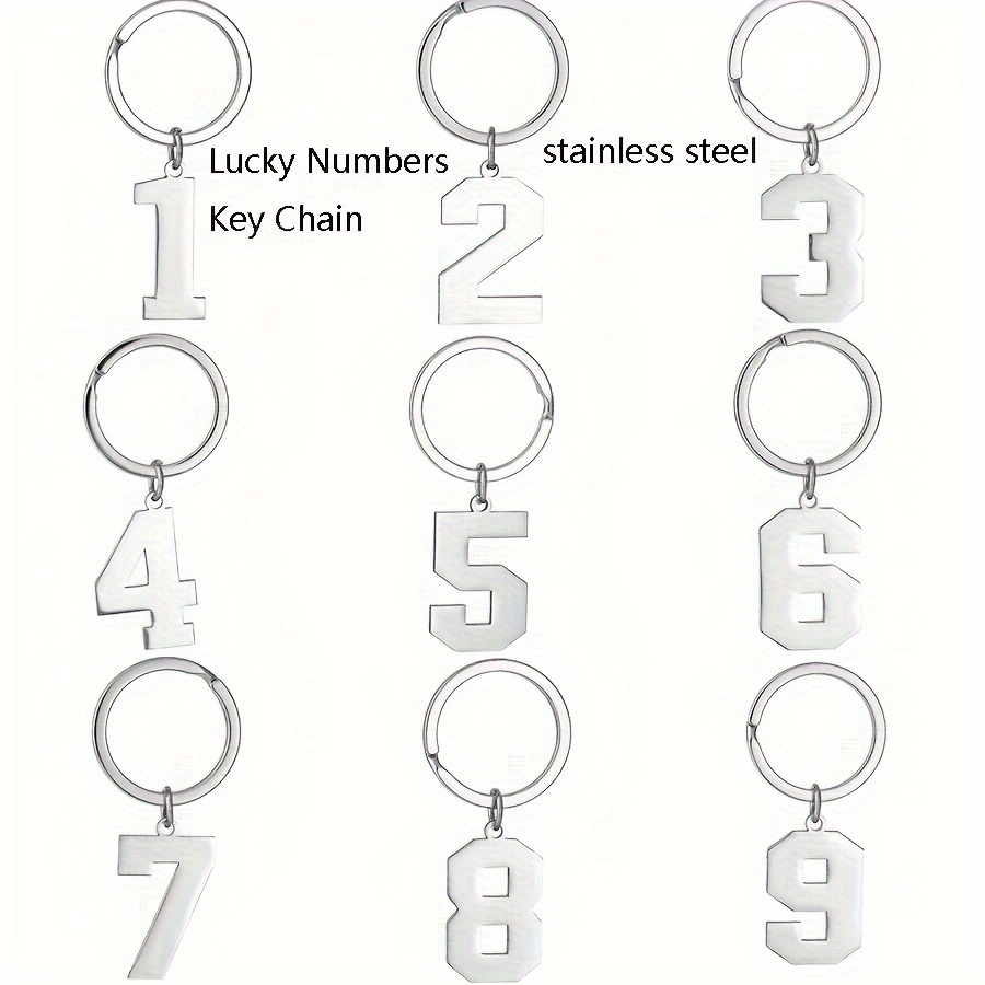 

1/5/10pcs 0-9 Lucky Number Keychain Stainless Steel Tag Key Chain Ring Bag Backpack Charm Car Key Pendant Birthday Gift