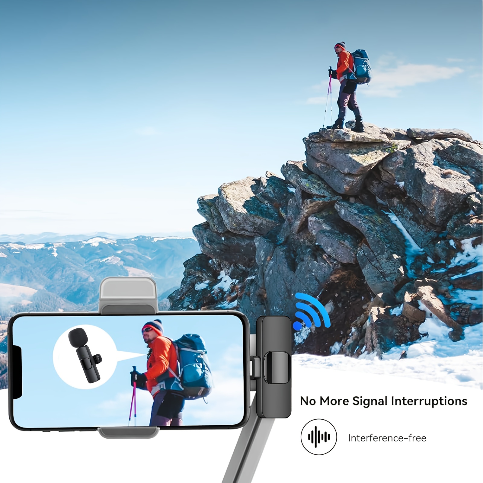 Wireless Lavalier Microphone with USB-C, 2, 4GHz Non-Wireless, Rechargeable Lithium Battery, Plug and Play, for Android, for iPhone, for iPad - Ideal for Live Streaming, Interviews, and Video Recording, Live Streaming Microphone | Modern Microphone Design | Durable Build Quality, Microphone for Recording