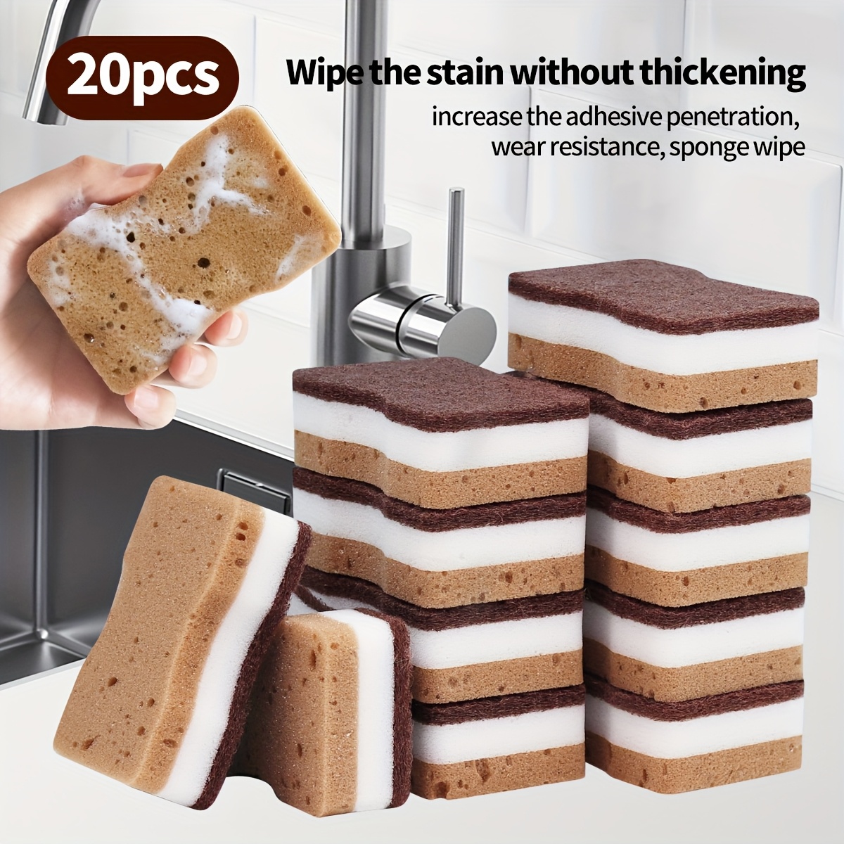 Three-Layer Seaweed Cleaning Sponges, Set of 5/10/20/40pcs