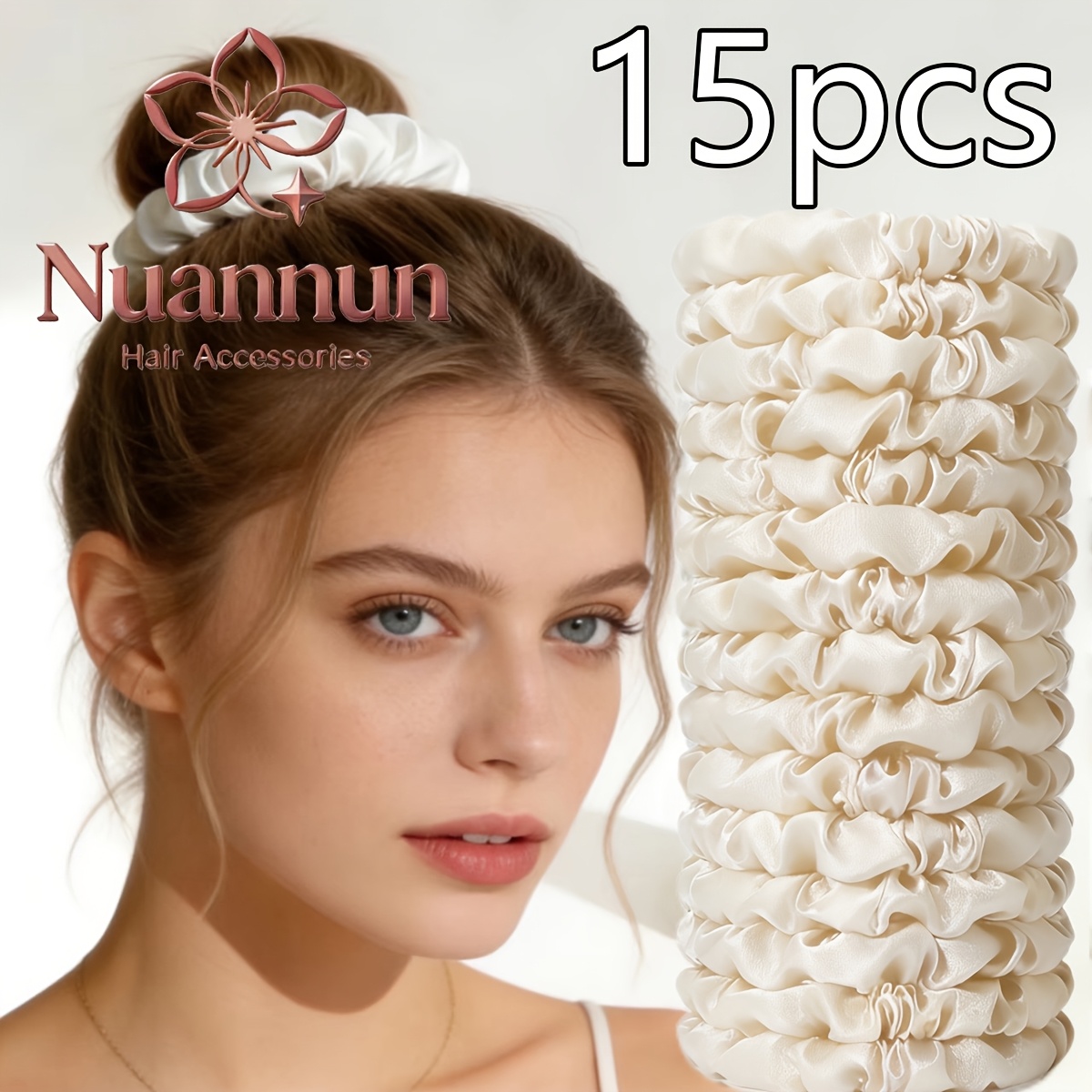 TEMU Set da 15 pezzi: Nuovo set di elastici per capelli in raso satinato lucido qualit� a forma di piccolo per code e , accessori per capelli