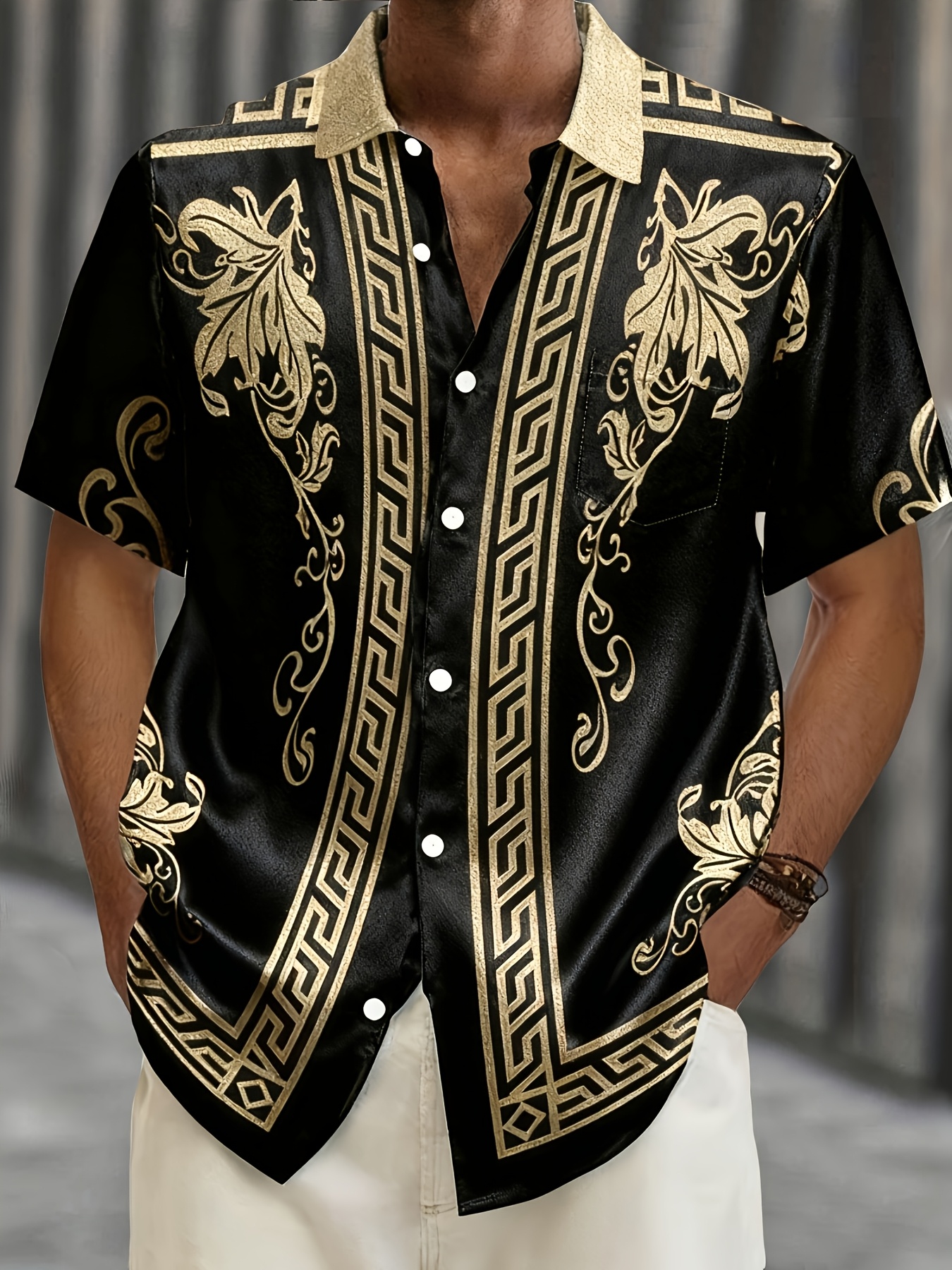 vintage baroque court style printed mens plus size loose