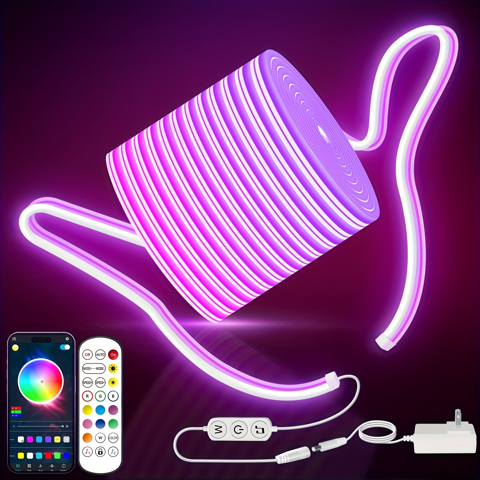 waterproof silicone light strip ip65 led neon rope light 3 2ft 9 8ft 16 4ft rgb     control music sync color changing rope light waterproof gaming neon light strip suitable for bedroom indoor outdoor decoration