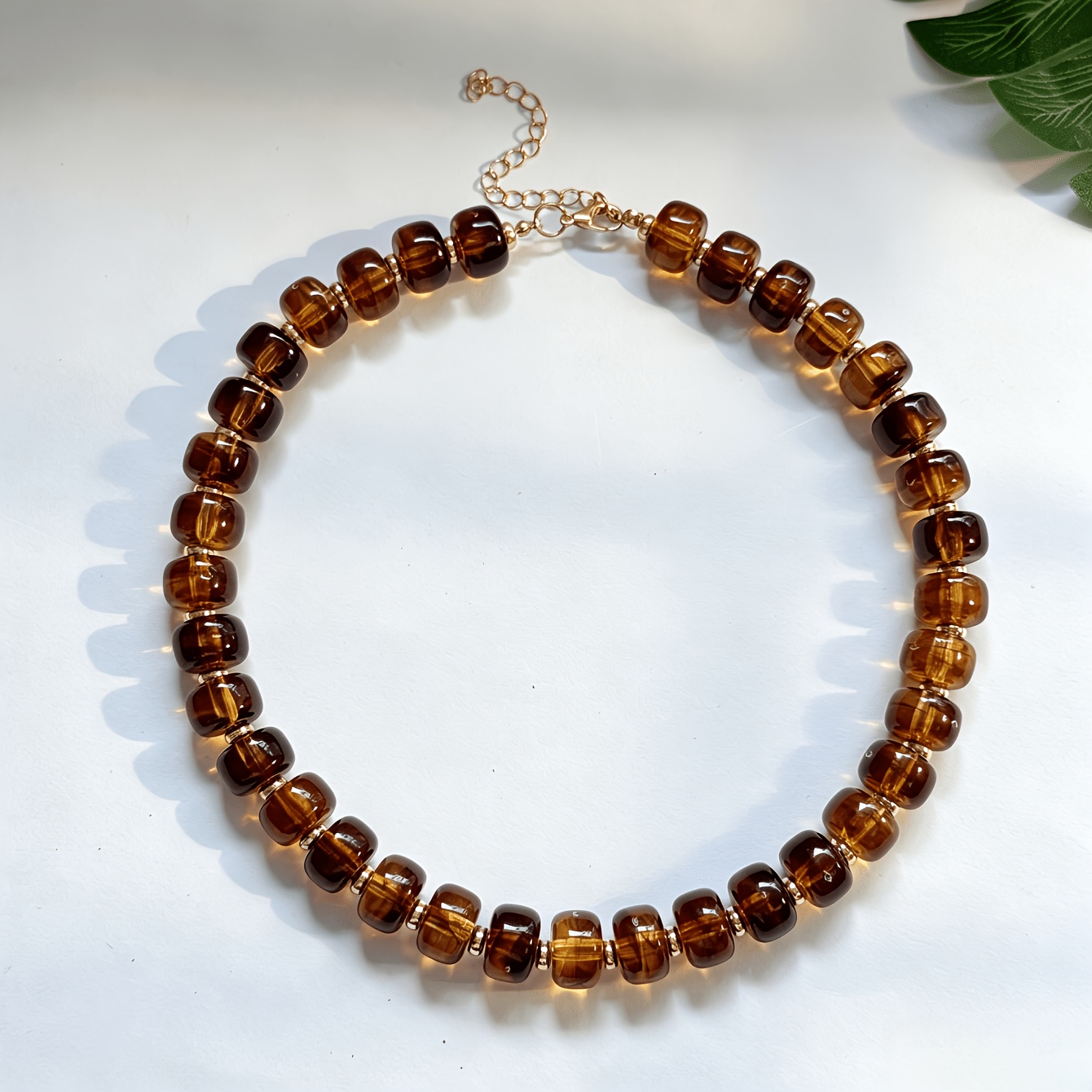 TEMU 1pc Collier de perles en résine multicolore pour femmes, chaîne longue de perles à plat colorées, bijoux bohèmes individuels empilables, ajouts