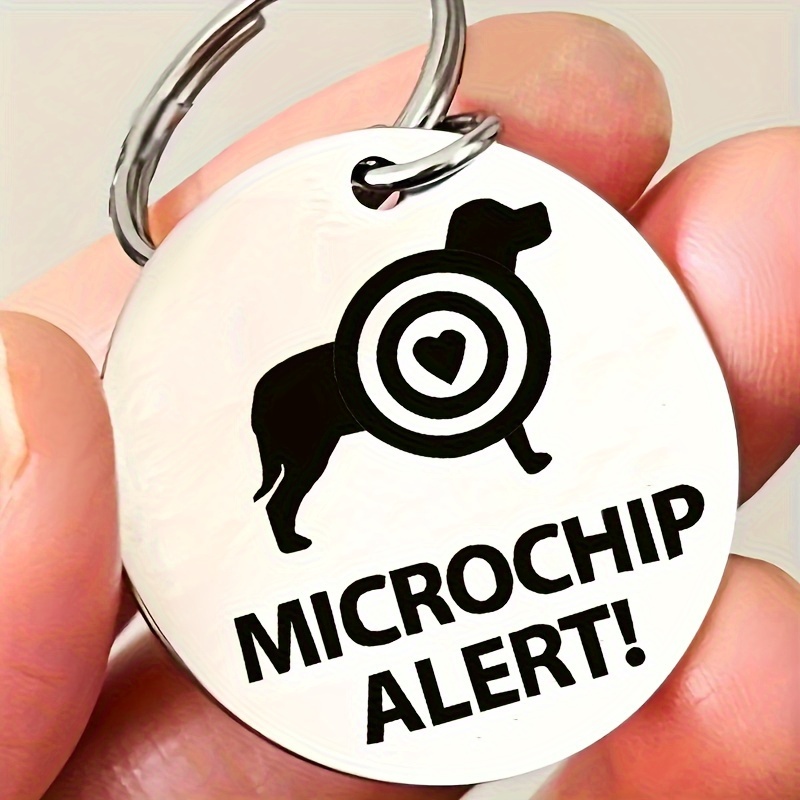 Stainless Steel Pet Collar Tag with Microchip Alert Pendant