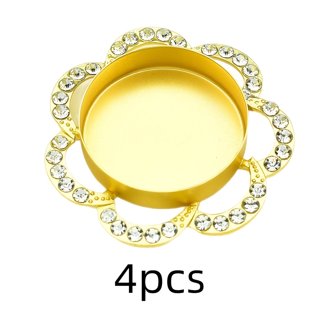 TEMU 4pcs Exquisite Desktop Ornaments Wedding Banquet Advanced Golden Rhinestone Flower Candlestick