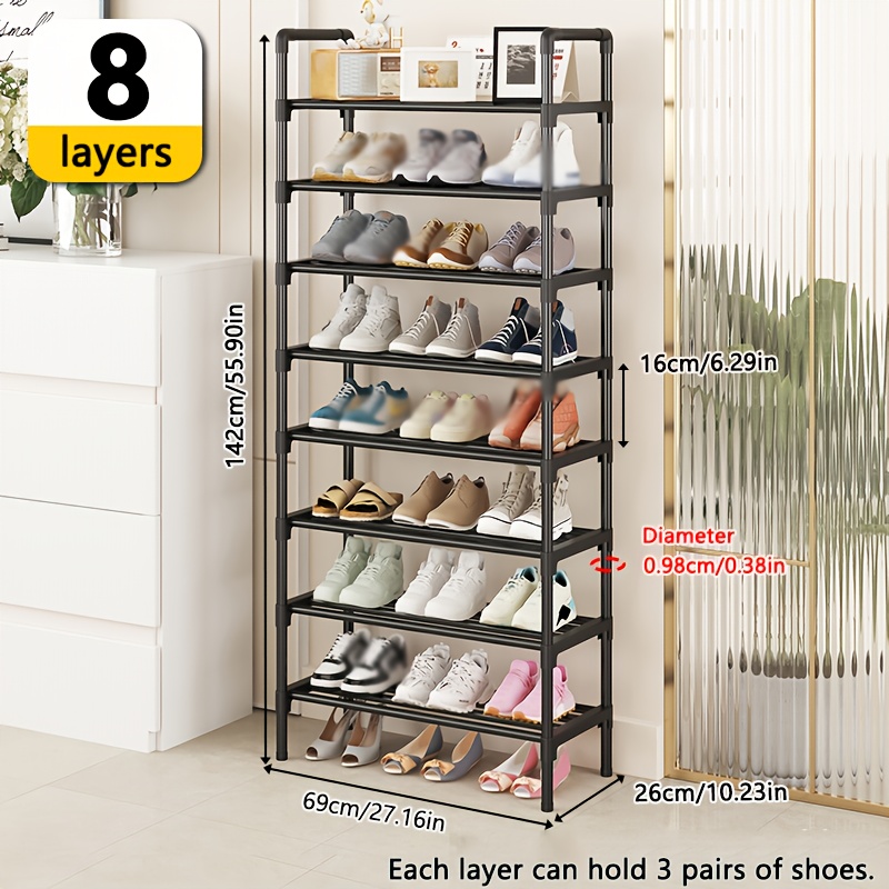 TEMU Large Capacity Freestanding Shoe Rack, Sturdy And Multifunctional Shelf Suitable For Entrance, Hallway, And Bedroom Shoe Storage