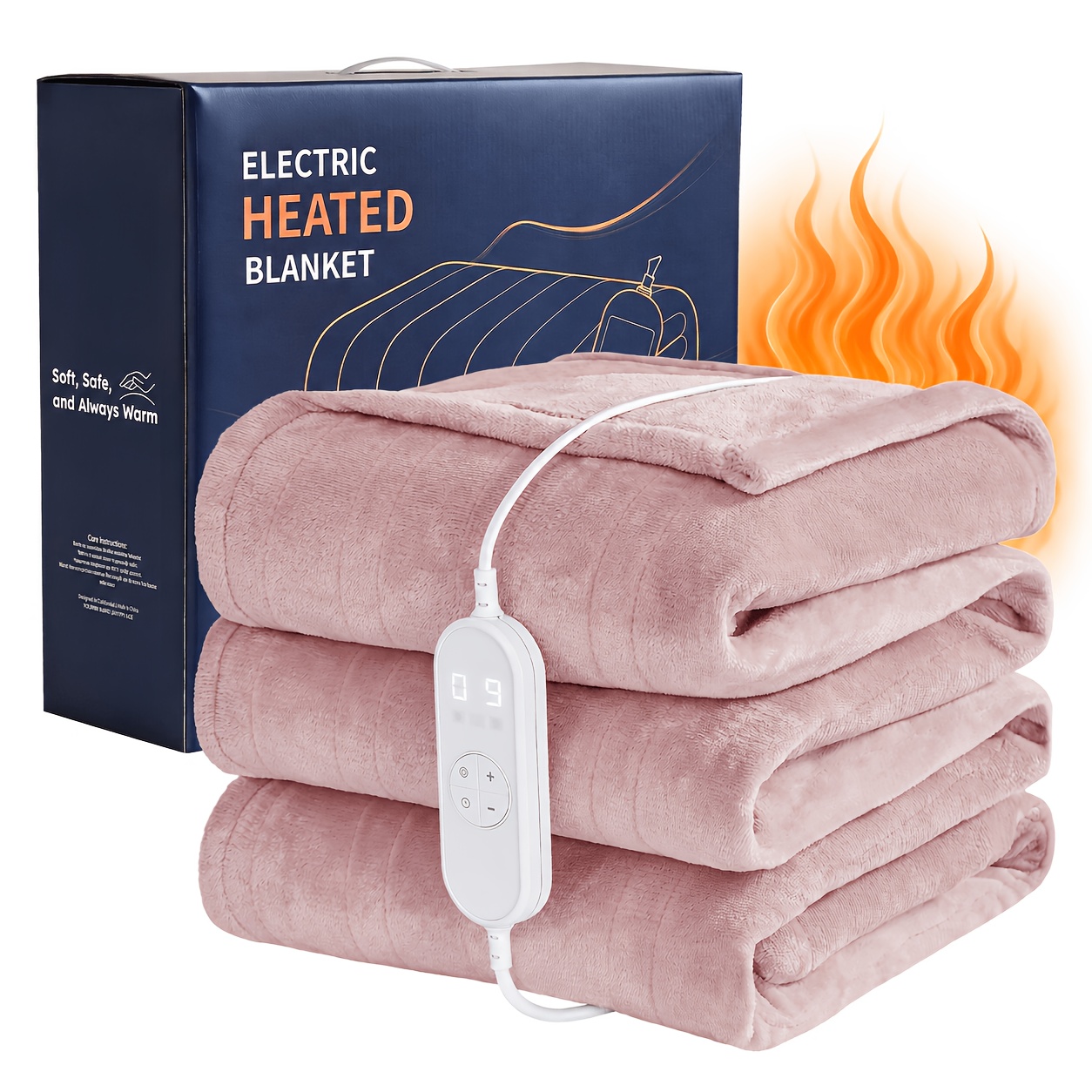 TEMU Electric Heated Throw Blanket - With 9 Heat Settings 9 Hours Auto Off Heating Blanket, Protection, Coral Fleece Flannel, Gift Packed, Winter, ,