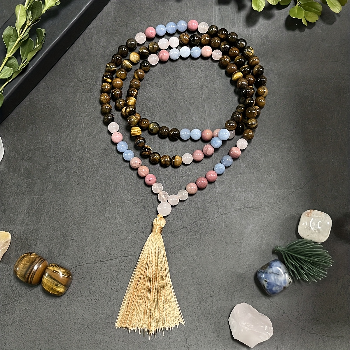Collana Mala In Pietra Naturale Agata Indiana 8mm – 108 Perle, Meditazione E Preghiera, Unisex