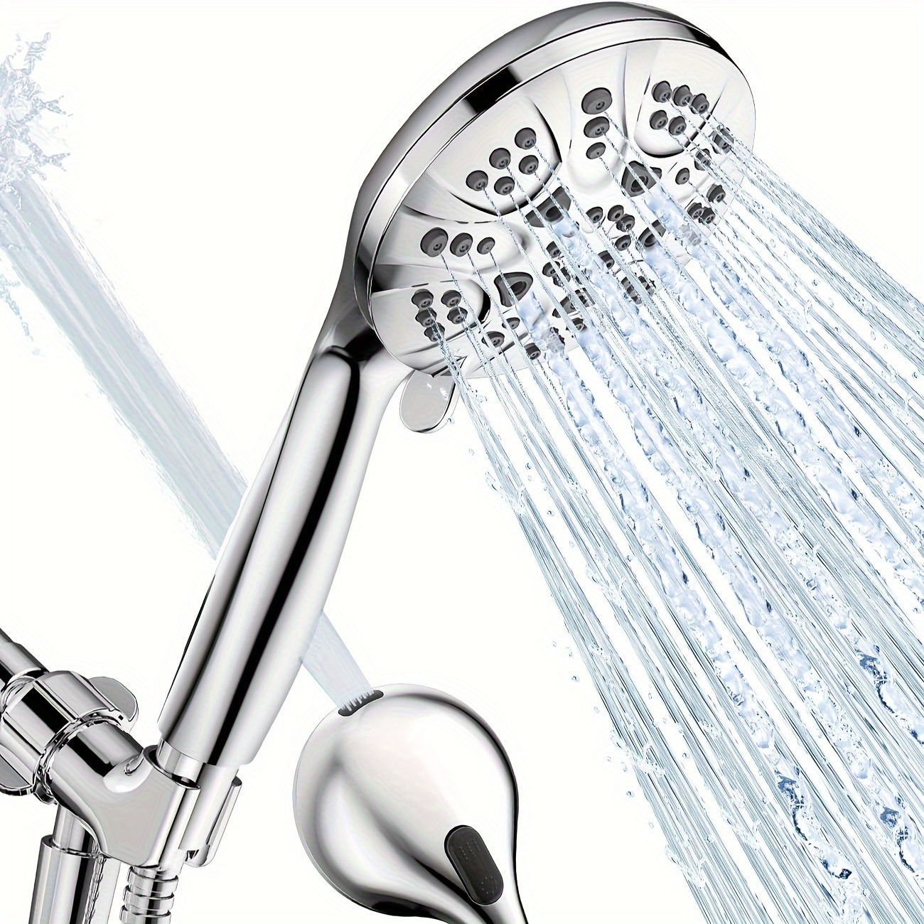 

Shower Head With Handheld 7 Settings High Pressure, Built-in Power Wash To Clear Tub, Tile & Pets, Detachable Showerhead Set With Hose, Adjustable Bracket