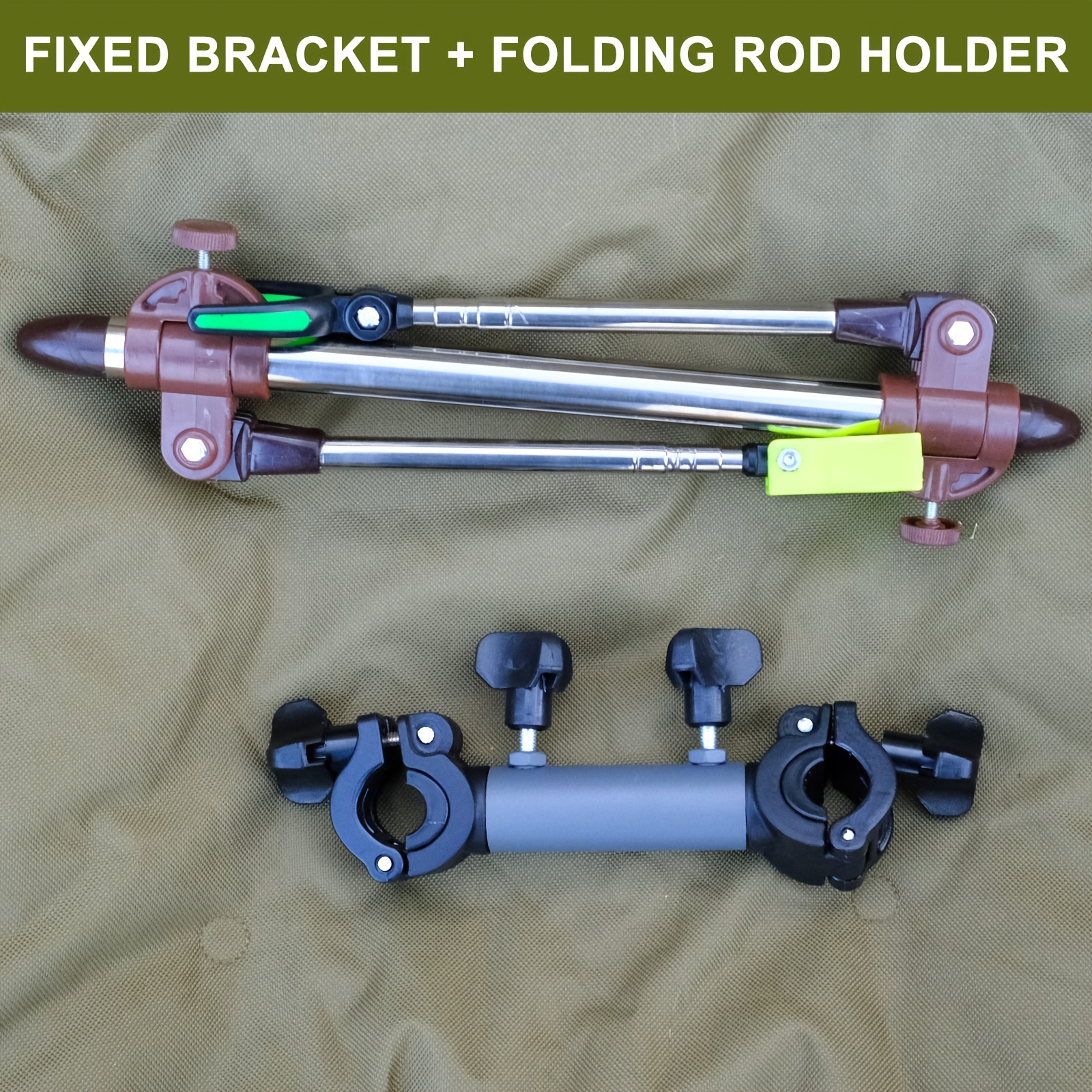 2pcs/set Fishing Rod Holder For Camping Chair, Adjustable 360° Rotatable Fishing Pole Stand With Clamp, Portable Fishing Tackle For Bank Fishing, Outdoor Angling