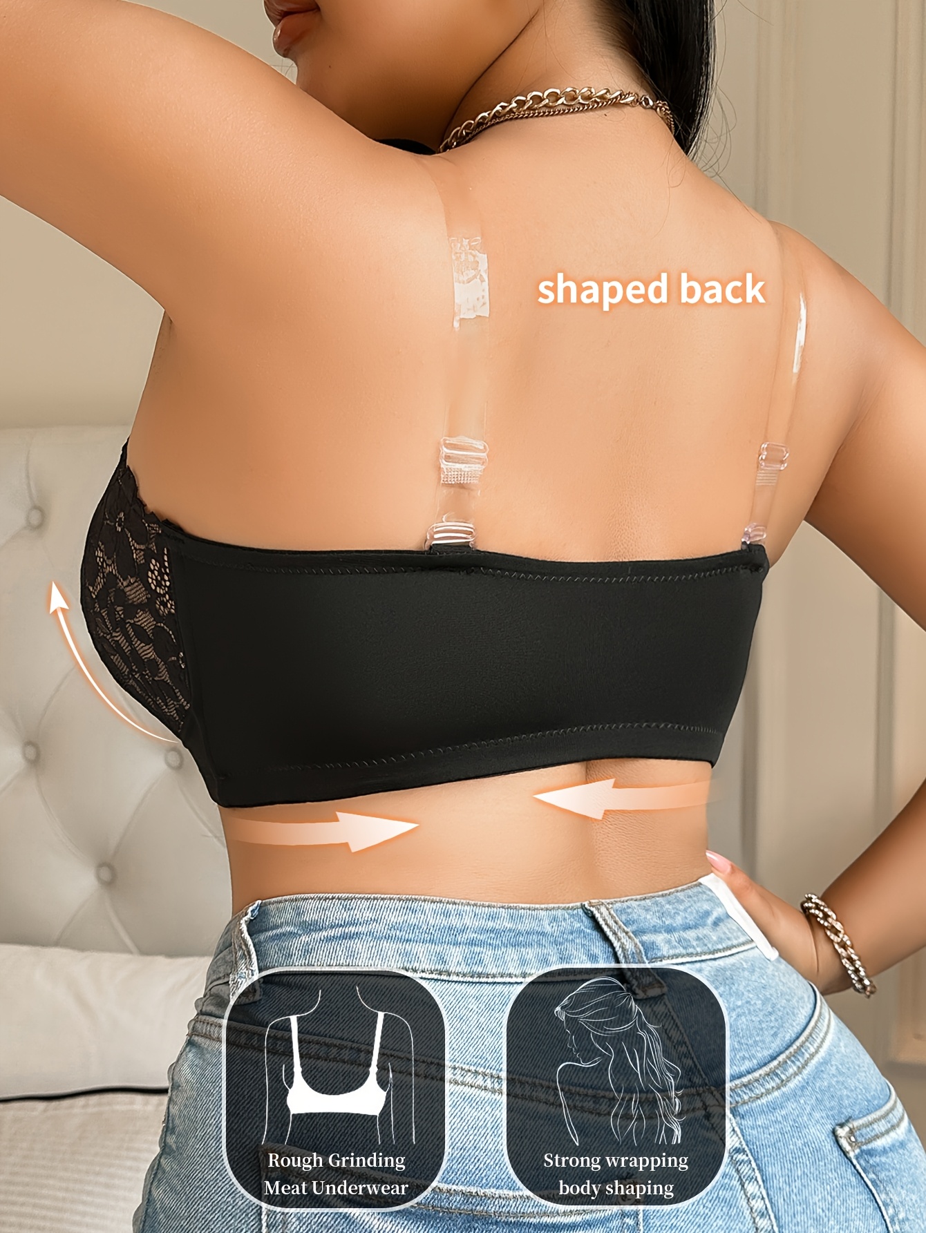 Elegant Plus-Size Floral Lace Bra with Front Closure - Seamless, Breathable Push-Up Design, Wide Straps, Comfort Fit, Non-Padded, Machine Washable - Chic White