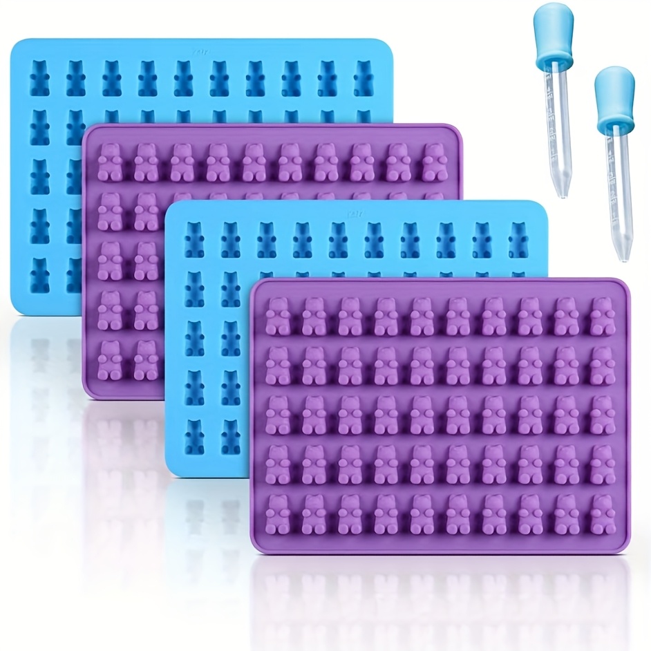 6pcs/set-gummy Molds Silicone - 4pcs Mini Size Chocolate Gummy Molds With 2 Droppers Nonstick Food Grade Silicone