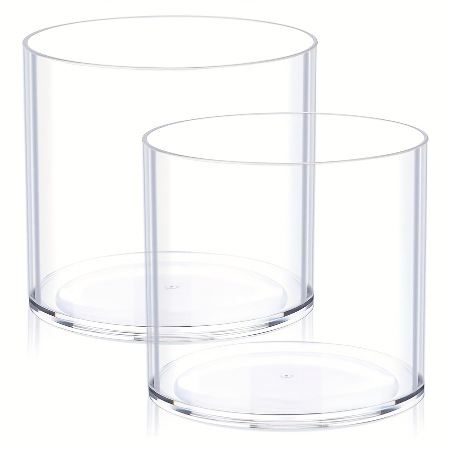 Image of Flower Acrylic Vase Centerpiece For -set Of 2 Sizes, Wedding Party, Plastic Clear Cylinder Wide Vase For Flowers, Decorative Wide Mouth Vase For Decor, Centerpieces, Large Clear Container