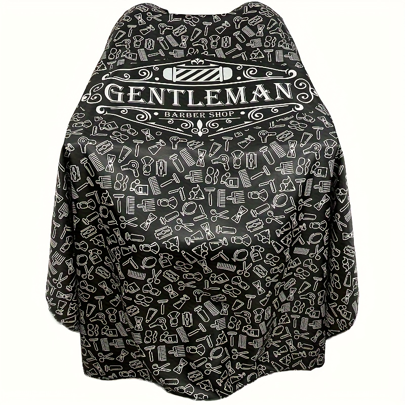 Image of Professional Barber Apron With "gentleman" Print - Large Durable Barber Cape Suitable For Salon Use, Button Design, Stylish Barber Apron, Salon Accessories