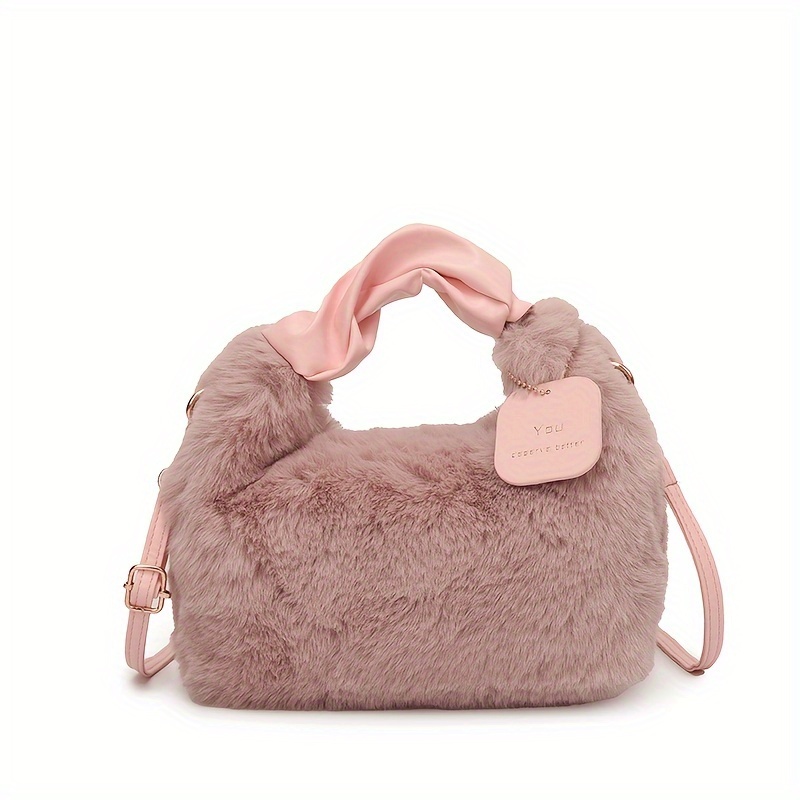 TEMU Stylish Plush Handbag, Cute Fur Shoulder Bag, Travel Women's Handbag, Autumn And Winter Fashionable Cute Crossbody Bag