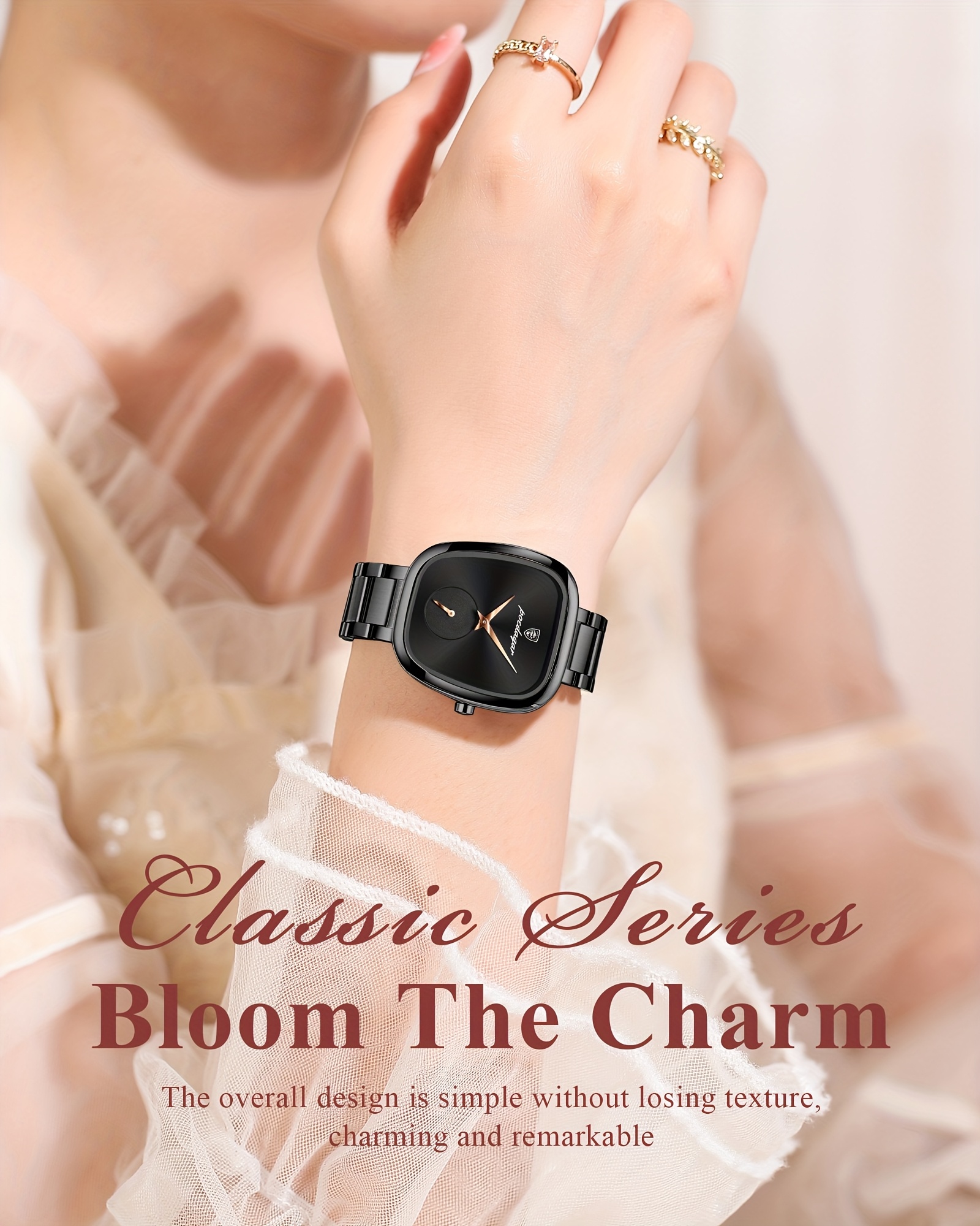 POEDAGAR Ultra-thin Stainless Steel Square Waterproof Quartz Wristwatch | Elegant and Exquisite Korean Style, Fashionable Luxury Ladies Watch with Non-rechargeable Battery