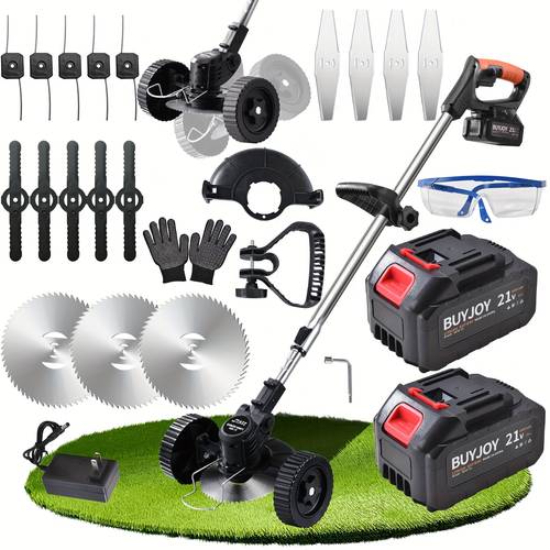 21v electric lawn mower 800w push grass trimmer with large battery power trimmer garden tool manual and battery powered grass cutter
