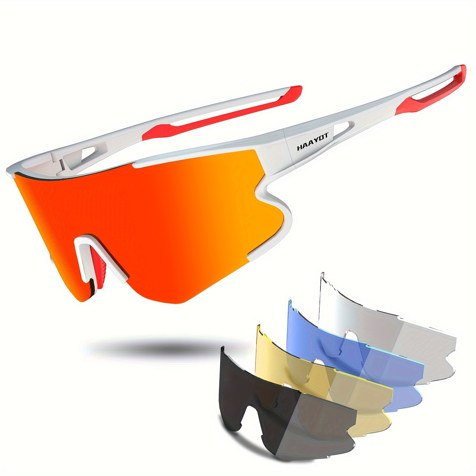 

Cycling Glasses, Unisex Polarized Sports Sunglasses With 5 Pairs Of Interchangeable Lenses, Suitable For Sports Such As Cycling, Baseball, Fishing, Running, Cycling And Mountain Biking