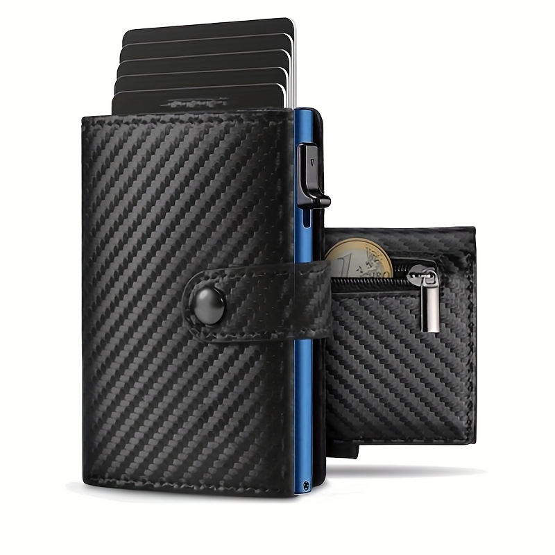 Image of Men's -thin Smart Wallet - Premium Carbon Fiber, Holds 9-12 Cards, With Id Window, Credit Card Slots, And Pop-up Card Holder - Minimalist , For Father, Husband, Or Brother