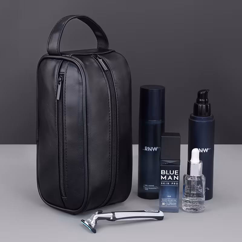 stylish toiletry bag portable makeup pouch large capacity durable pu material suitable for cosmetics and miscellaneous items Product details 4