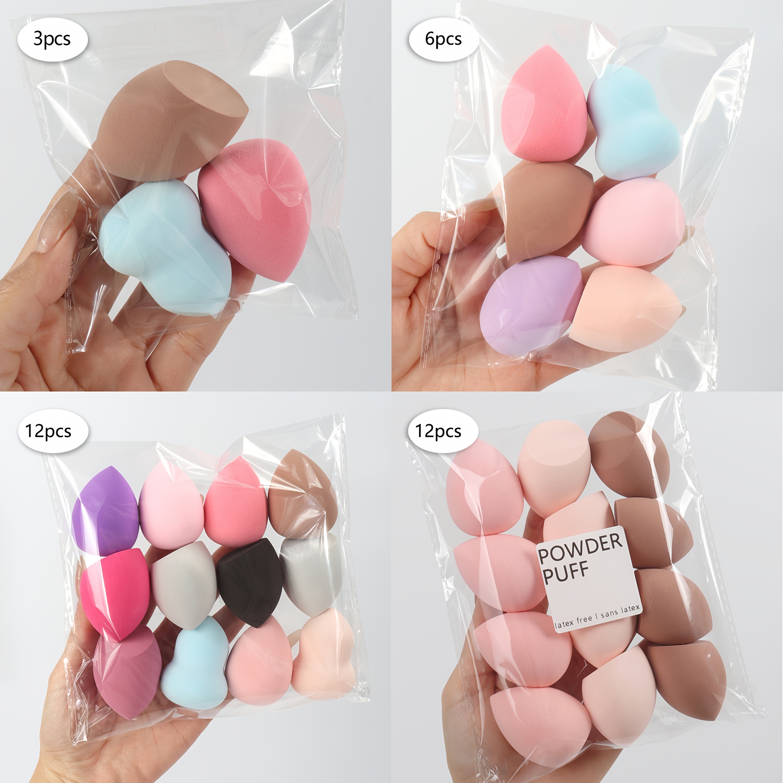 3 6 12 pcs medium size professional makeup sponge latex free flawless soft setting face   multicolor beauty sponge cosmetic applicator for powder liquid random colors packaging bag