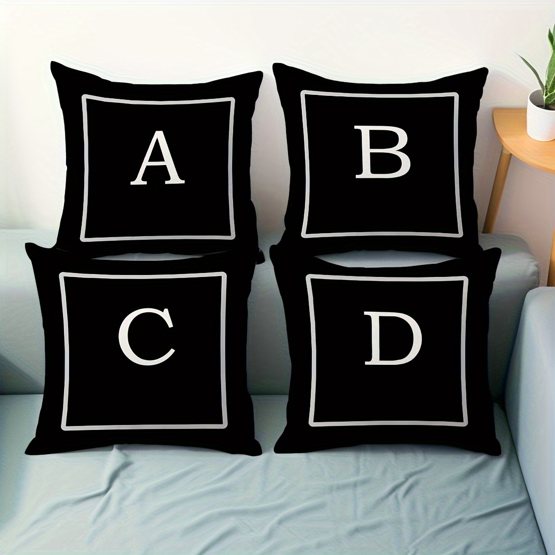 

1pc, English Alphabet - Peach Velvet Pillowcase