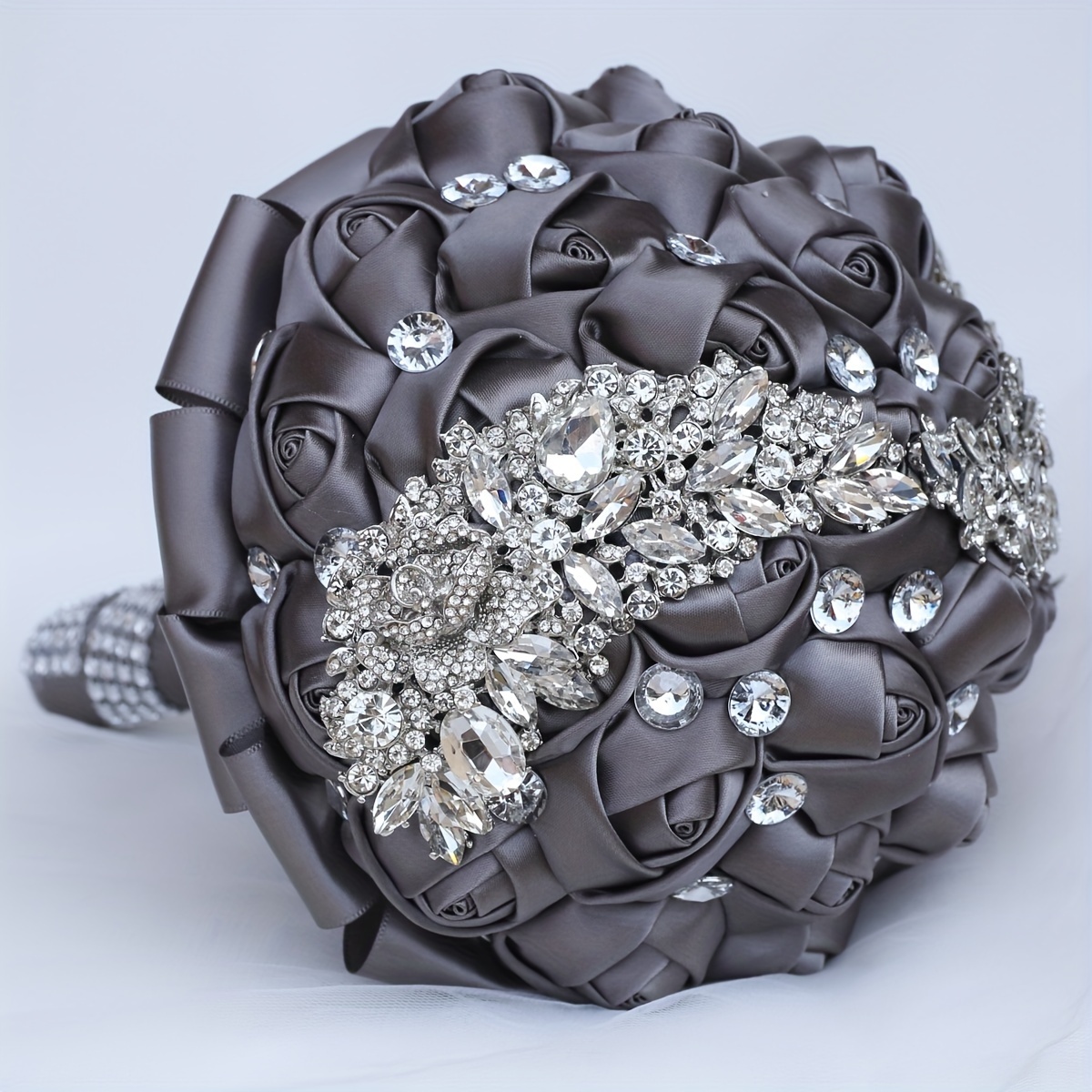 zamonaviy to'y buketi, porloq kristallar bilan, polyester va spandex, qo'lda ushlash uchun to'y gulchambari, w445 tafsilotlari 23