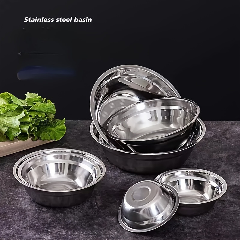 

5pcs Stainless Steel Bowl Set - Rust-resistant, Multi-use For Soup, Rice, - Essential Kitchen Gadgets