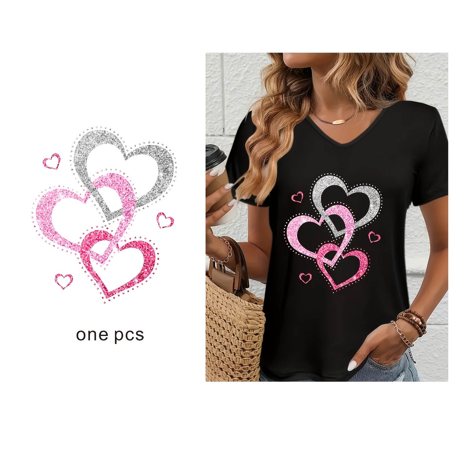 

4pcs Valentine's Day Love Heart Iron-on Transfer Appliques With Design, - Easy Application For Diy T-shirts, Jackets, Bags, Cushions, Fabric Decoration