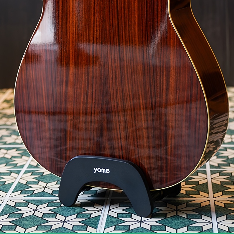 TEMU Support de guitare portable | Support de sol universel pour guitares acoustiques, classiques et ukulélés, compact et réglable, ABS noir,