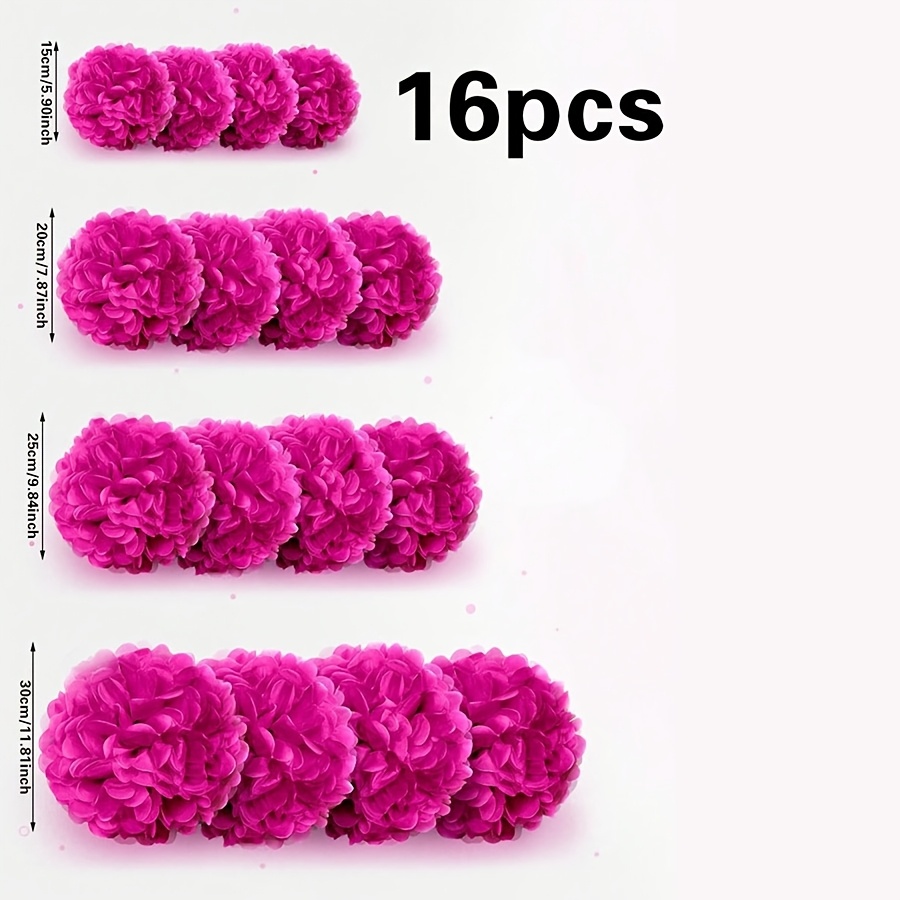 E-shop 16 Stück Fuchsia Papier Tissue Pompons für Partydekoration