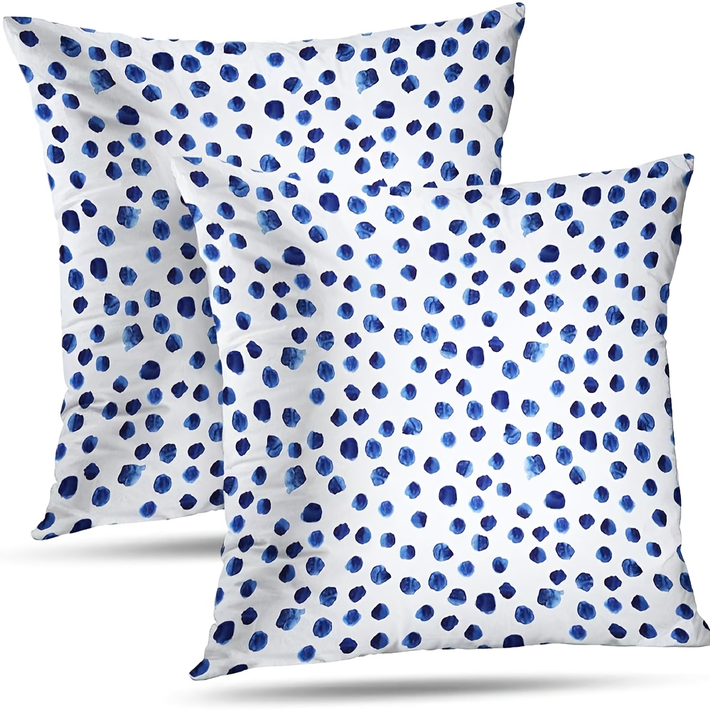 

Decorative Pillows Case Set Of 2 Throw Pillows Covers For Couch/bed 18 X 18 Inch, Navy Paint Blue Watercolor Polka Dot Watercolour Brushstroke Sofa Cushion Cover Pillowcase Bed Car Living Home