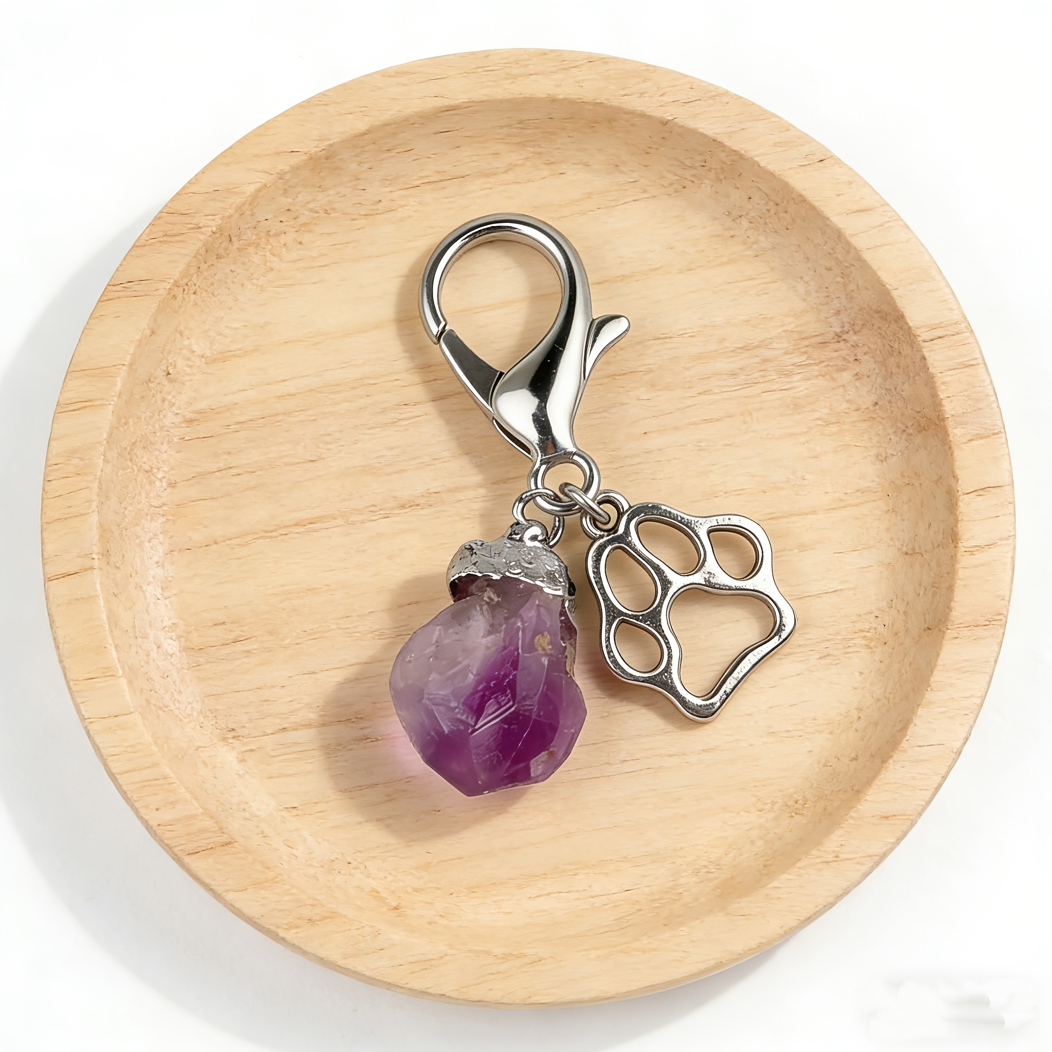 E-shop Natürlicher Amethyst-Haustieranhänger, geeignet für Katzen und Hunde - Hergestellt aus Naturstein zur Beruhigung von Emotionen und zur Linderung