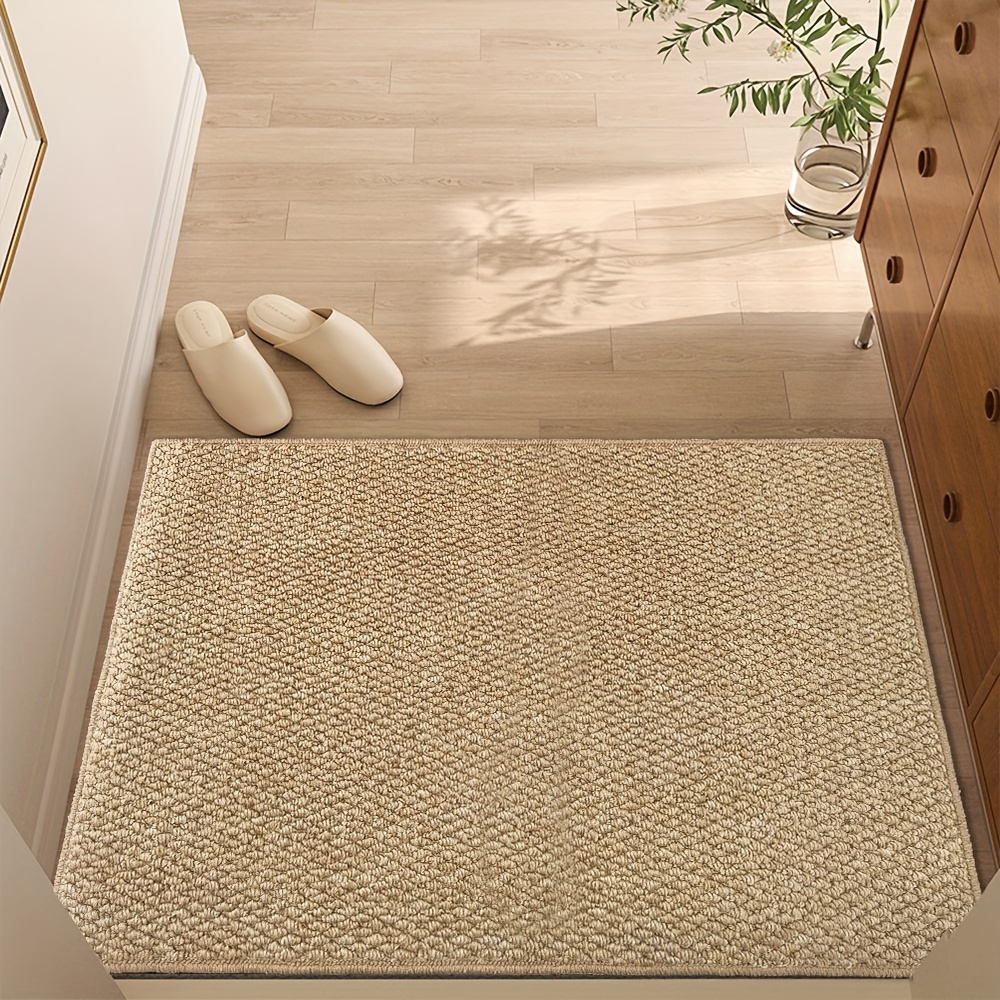 Image of 1pc Faux Sword Linen Fabric, Easy Solid Color Premium Indoor Outdoor Door Mat Home Decor Carpet, Absorbent And Easy To Washable Doormat, Suitable For Entrance Doors, Bedroom Thresholds, And Areas