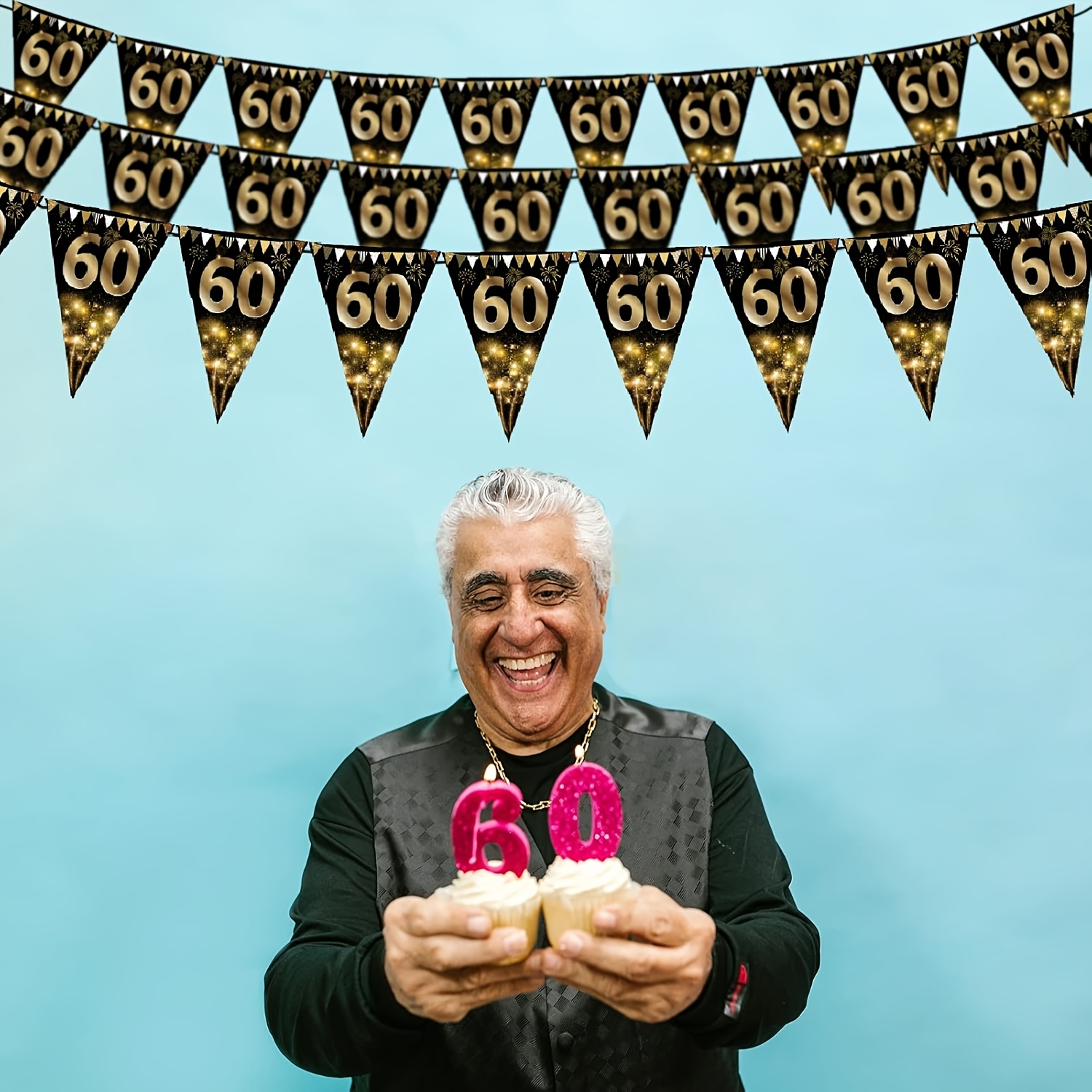 60. Geburtstag Wimpel-Banner – 2,74 Meter Glitzer Blau & Silber Für Die Perfekte Party-Deko