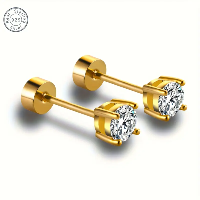 a pair of 925 silver 4mm moissanite earrings suitable for   men and women anti allergic material suitable for     with a   box Product details 3