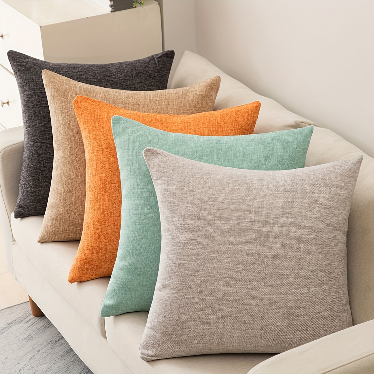 

Solid Color Pillow Covers, Decorative Cushion Cases, Multiple Sizes (15.7"x15.7", 17.7"x17.7", 19.6"x19.6", 21.6"x21.6"), Sofa And Home Decor, No Insert